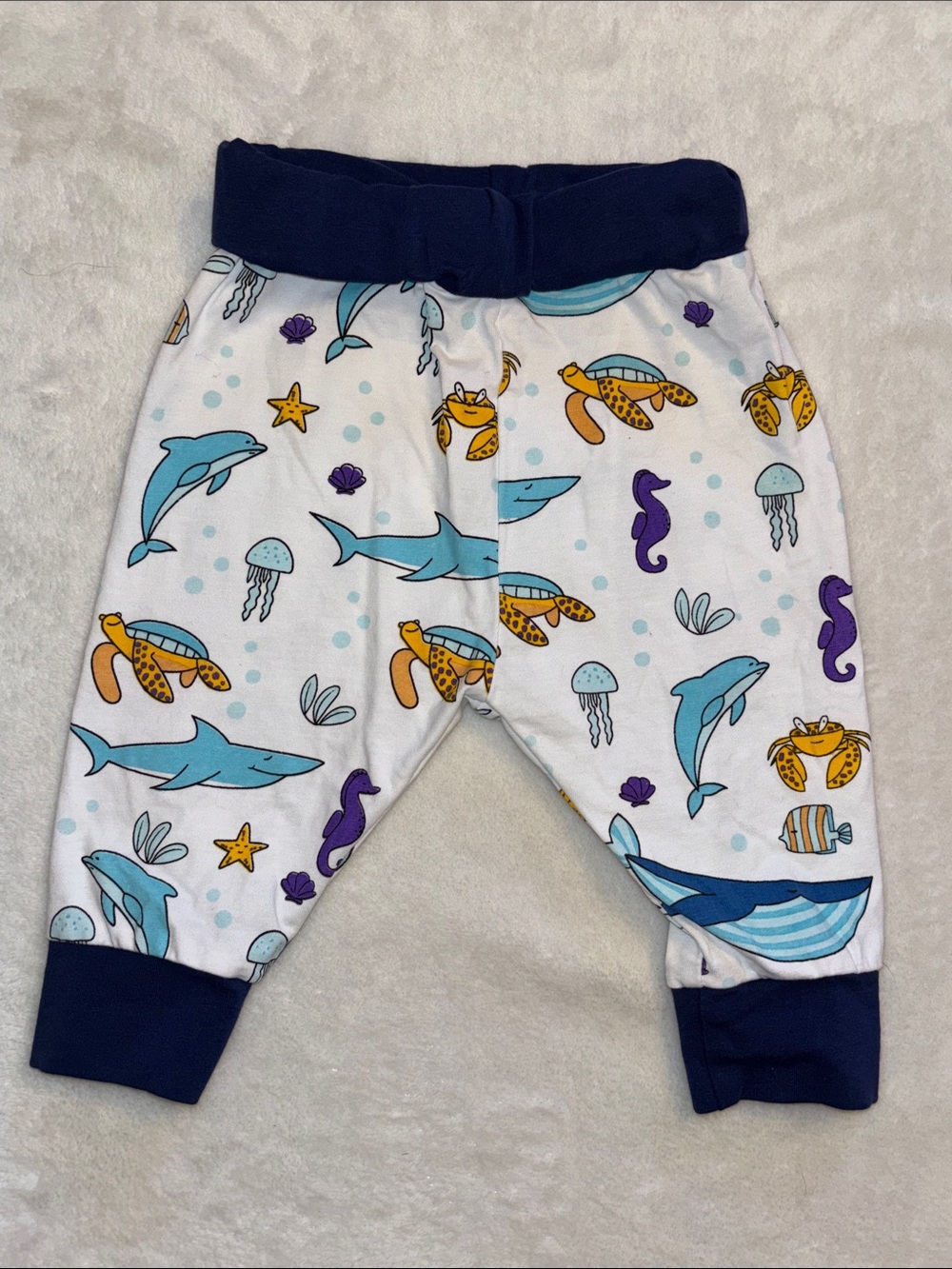 Ocean Animal Print Baby Pants - White baby clothing gender neutral